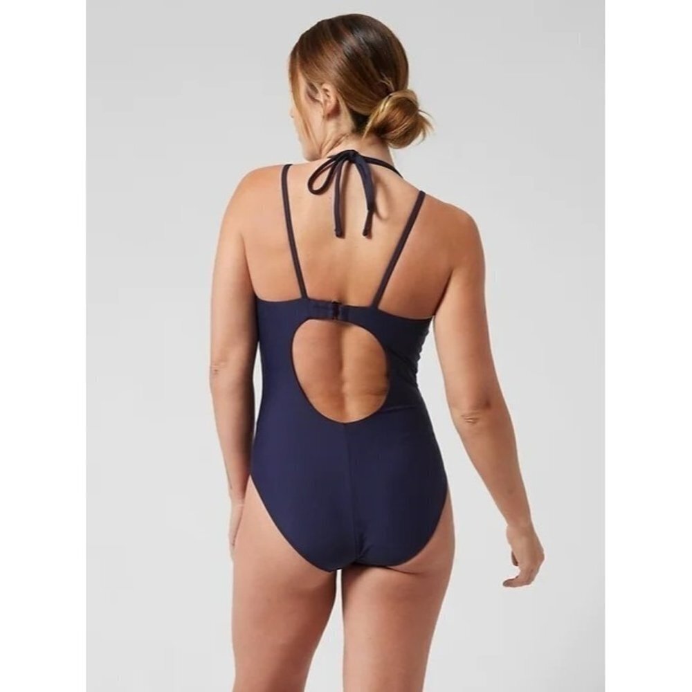 NWT Athleta Navy Blue Keyhole One Piece Swimsuit XS